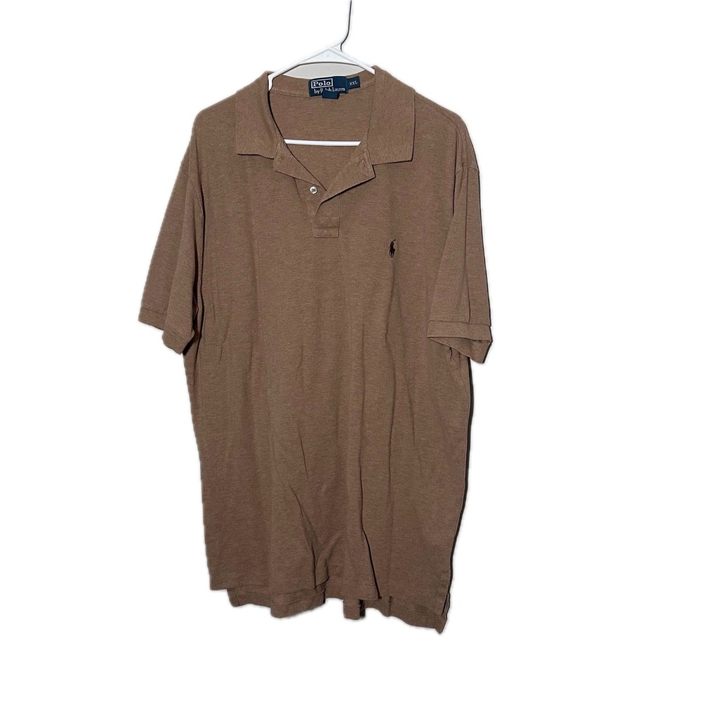 Polo Ralph Lauren Mens XXL Tan Brown Short Sleeve Cotton Pony Logo Polo Shirt